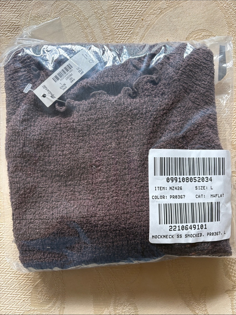 NWT Madewell Smocked Mockneck Tank Chocolate Plum Size Large - Picture 7 of 9